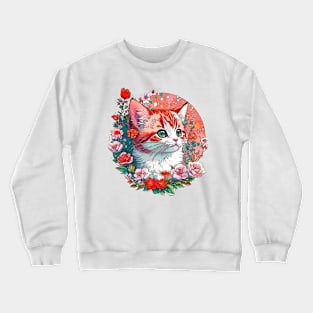 cat flowers Crewneck Sweatshirt